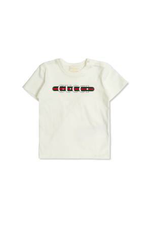 GUCCI キッズ　Tシャツ Children's cotton T-shirt with Gucci logo in white cotton